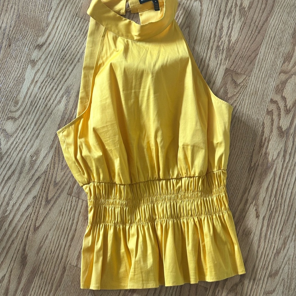 White House Black Market Yellow Halter Blouse